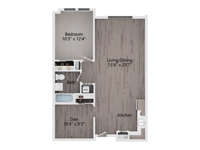 1 Bedroom, 1 Bath w Den 303 floor plan